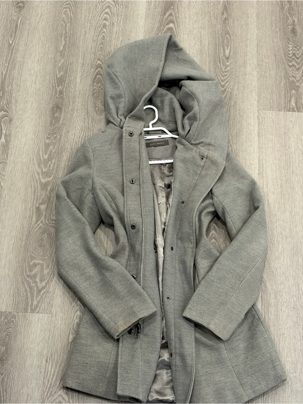 Suzy Shier Grey Hooded Coat Jacket – Size Small